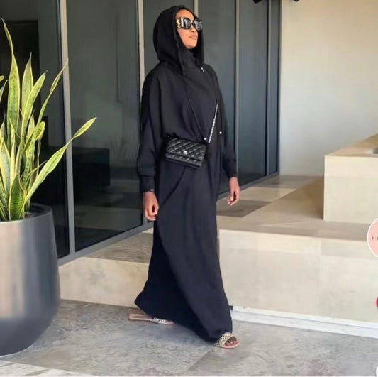 RAMADAN HOODED ABAYA BLACK